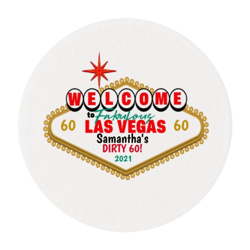 Las Vegas Dirty Birthday Party Custom Matching  Edible Frosting Rounds
