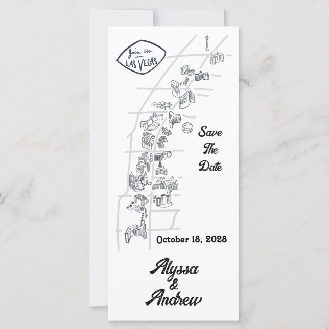 Las Vegas Doodle Map Save the Date (Front)