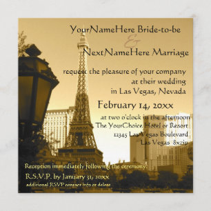 Las Vegas Eiffel Tower Paris Theme Invitation