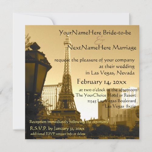 Las Vegas Eiffel Tower Paris Theme Invitation