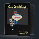 Las Vegas Eloped 3 Ring Binder<br><div class="desc">A photo album for couples who elope to Las Vegas to get married. This wedding album or memory book has a design combining a personalized marriage anouncement on the famous welcome sign on The Strip with fun retro style showgirl art.</div>