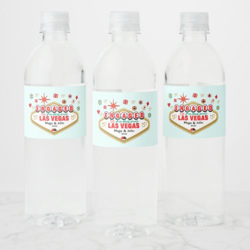 Las Vegas Engaged Celebration Couple  Water Bottle Label