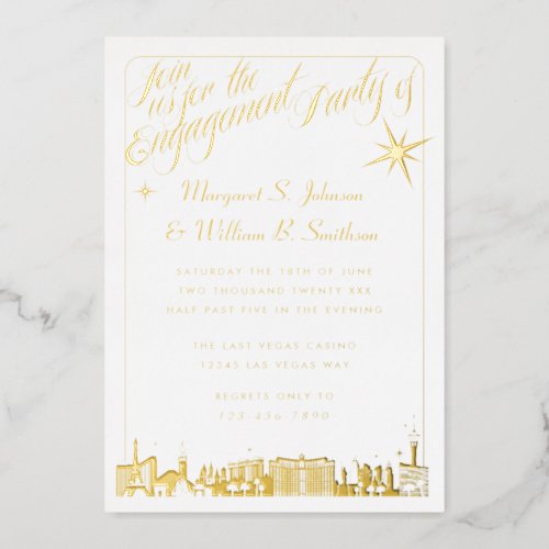 Las Vegas Engagement Party Gold Foil Invitation