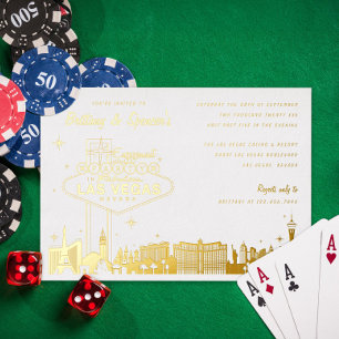 Las Vegas Engagement Party Gold Foil Invitation