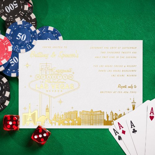 Las Vegas Engagement Party Gold Foil Invitation