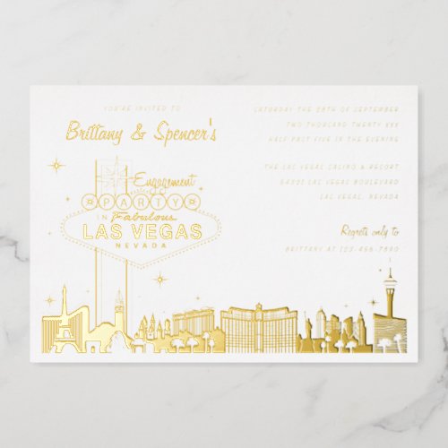 Las Vegas Engagement Party Gold Foil Invitation