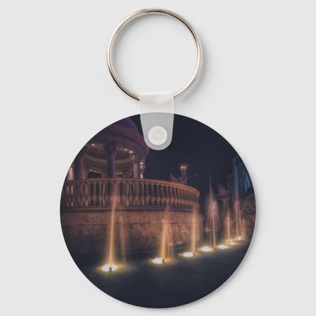 Las Vegas Flamingo Hotel Fountain Architecture Keychain (Front)