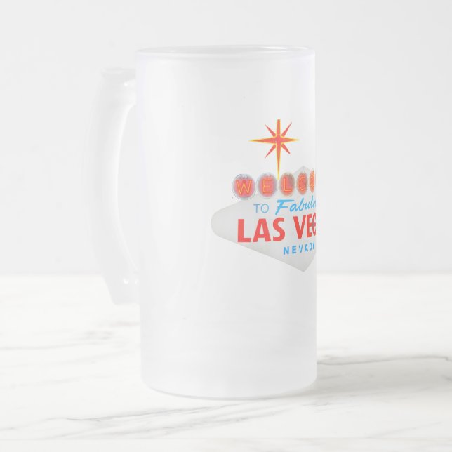Las Vegas Frosted Glass Beer Mug (Front Left)