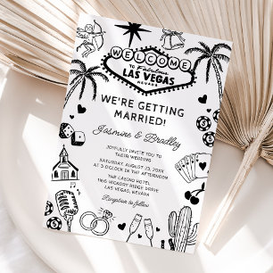 Las Vegas Fun Doodle Wedding Invitation