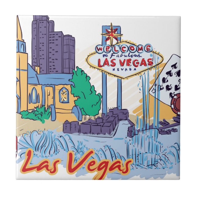 Las Vegas Fun In The Sun Ceramic Tile (Front)