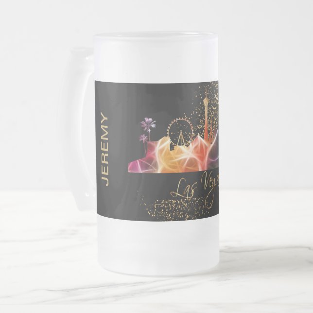 Las Vegas Fun - Template Frosted Glass Beer Mug (Front Left)