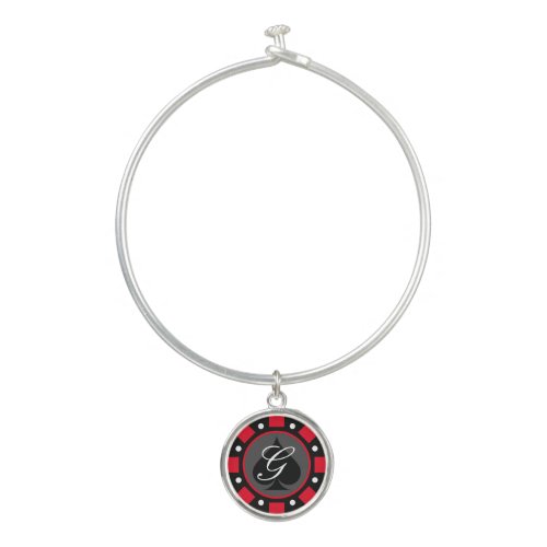 Las Vegas gambling poker chip charm personalized Bangle Bracelet