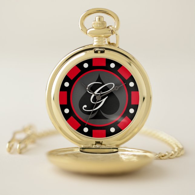Las Vegas gambling poker chip token custom men's Pocket Watch (Inside)