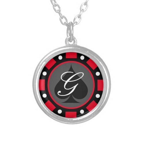 Las Vegas gambling poker chip token personalized Silver Plated Necklace