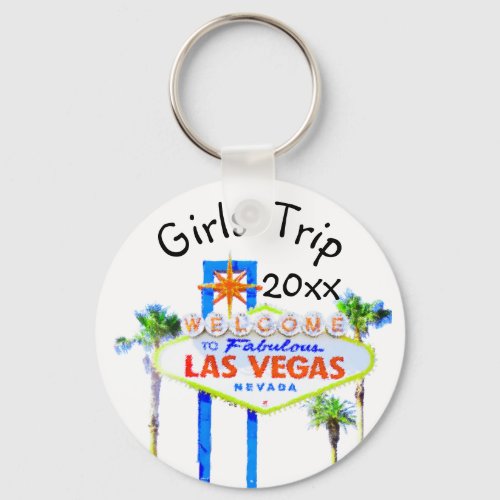 Las Vegas Girls NIght Out Trip Button Keychain