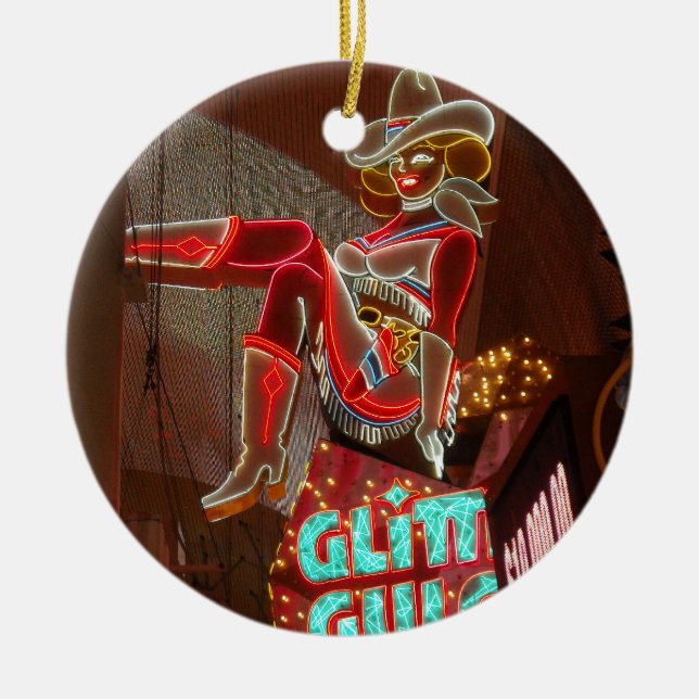 Las Vegas Glitter Gulch Ceramic Ornament (Front)