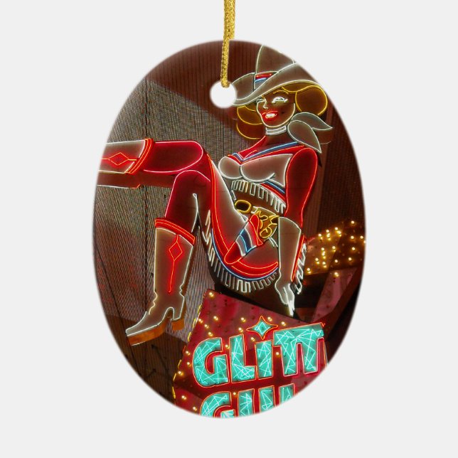 Las Vegas Glitter Gulch Ceramic Ornament (Front)