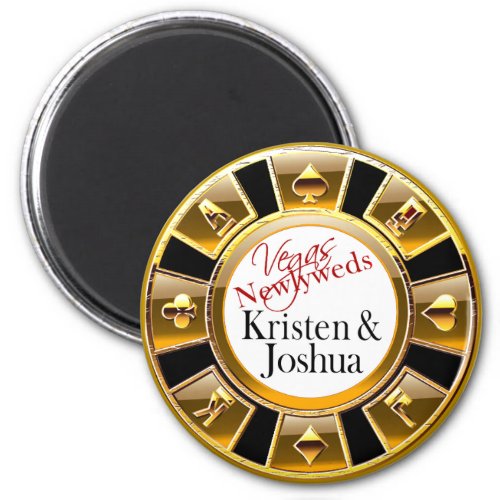 Las Vegas Gold  Black Casino Chip Magnet Favor