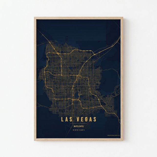 Las Vegas Gold Poster Print Nevada Map Wallart (Creator Uploaded)