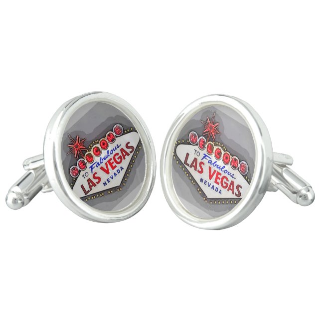 Las Vegas gray, silver, red  Cufflinks (Angled)