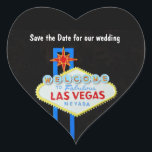 Las Vegas Heart Shaped Wedding Heart Sticker<br><div class="desc">These save the date heart shaped Las Vegas wedding stickers help announce your marriage plans. The famous Las Vegas welcome sign draws attention to your destination wedding in the American city that's been called  wedding capital of the world Las Vegas.</div>