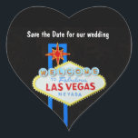Las Vegas Heart Shaped Wedding Heart Sticker<br><div class="desc">These save the date heart shaped Las Vegas wedding stickers help announce your marriage plans. The famous Las Vegas welcome sign draws attention to your destination wedding in the American city that's been called  wedding capital of the world Las Vegas.</div>