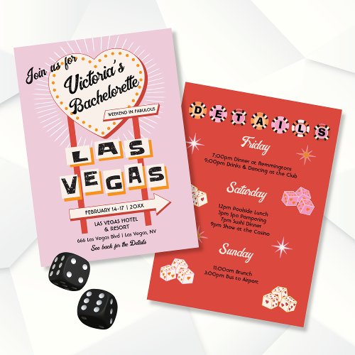 Las Vegas heart sign Bachelorette Weekend Invitation