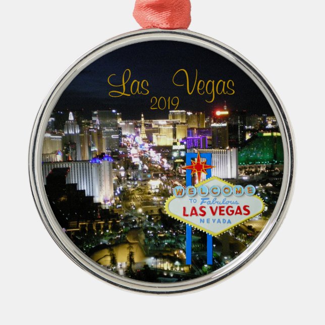 Las Vegas Holiday Ornament red bow (Front)