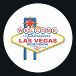 Las Vegas Honeymoon Classic Round Sticker<br><div class="desc">Welcome to Fabulous Las Vegas Honeymoon</div>
