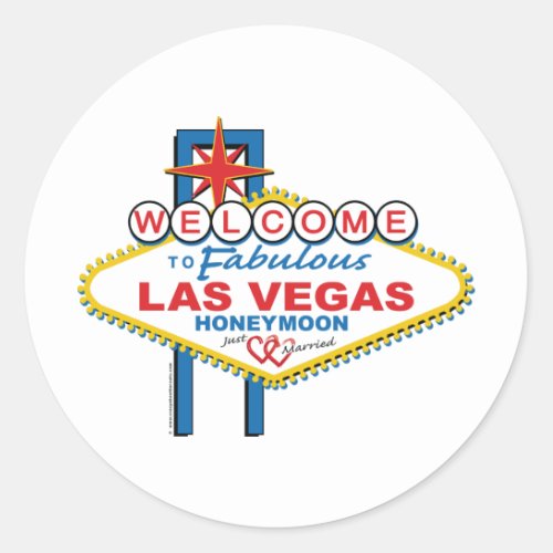 Las Vegas Honeymoon Classic Round Sticker