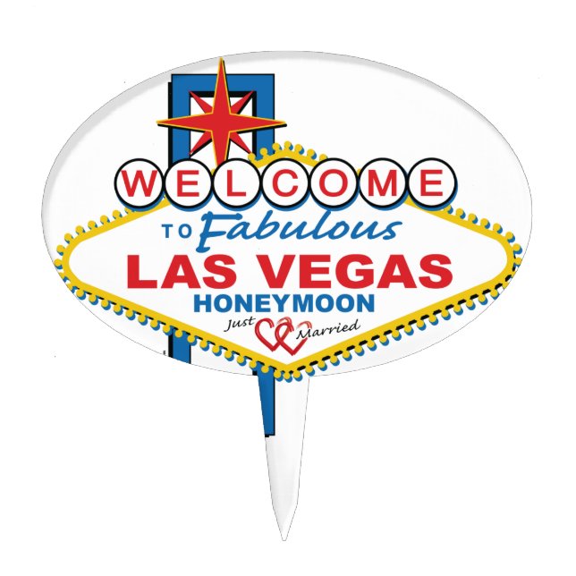 Las Vegas Honeymoon retro Cake Topper (Front)