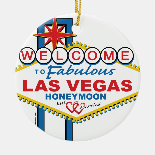 Las Vegas Honeymoon retro Ceramic Ornament (Front)