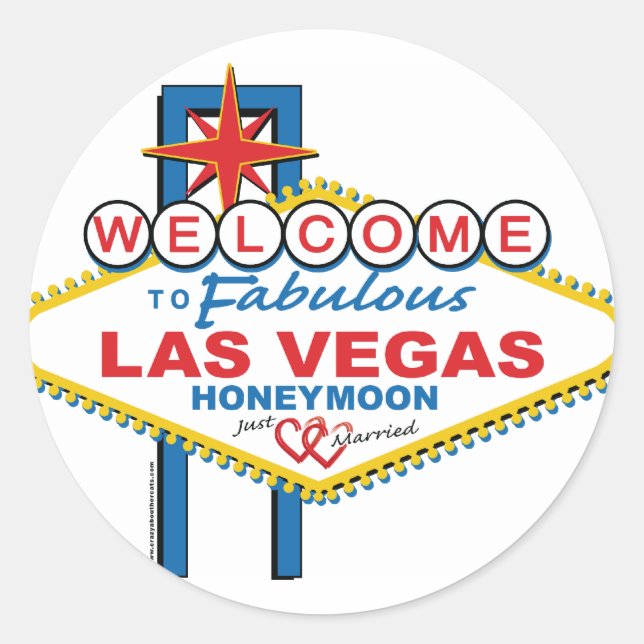 Las Vegas Honeymoon retro Classic Round Sticker (Front)