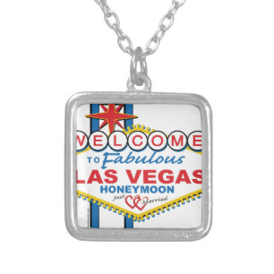 Las Vegas Honeymoon retro Silver Plated Necklace