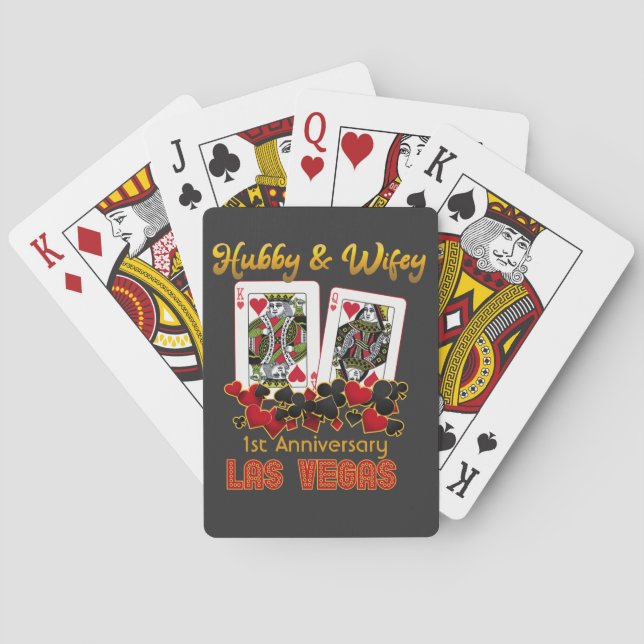 Las Vegas Hubby Wifey Wedding Anniversary   Poker Cards (Back)