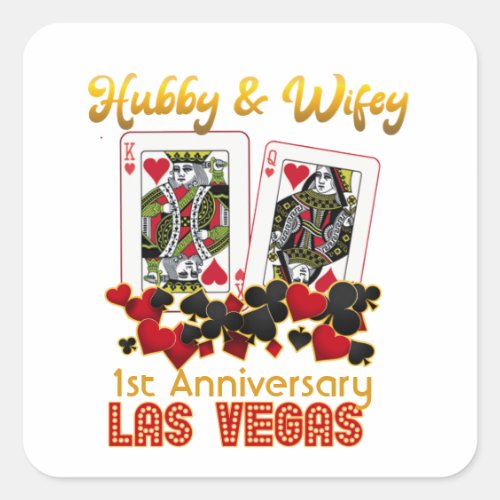 Las Vegas Hubby Wifey Wedding Anniversary   Square Sticker