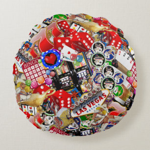 Las Vegas Icons ~ Gamblers Delight Round Pillow