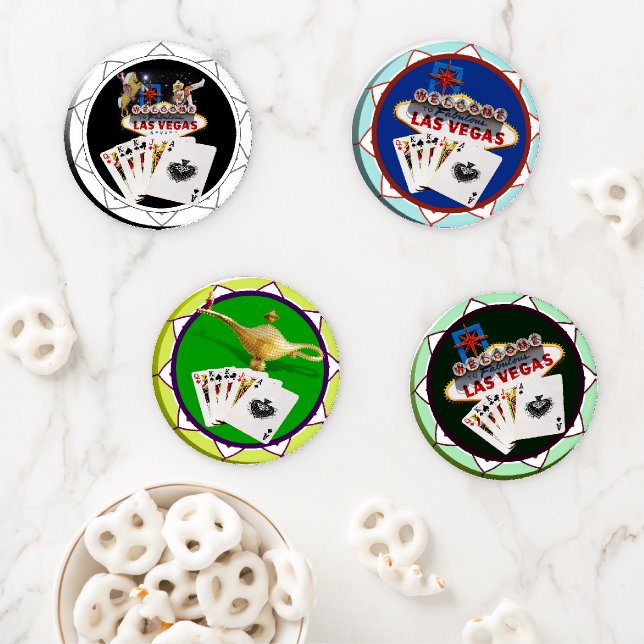 Las Vegas Icons Poker Chips Coaster Set (In Situ)