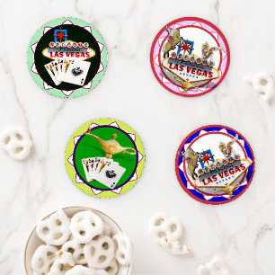 Las Vegas Icons Poker Chips Coaster Set