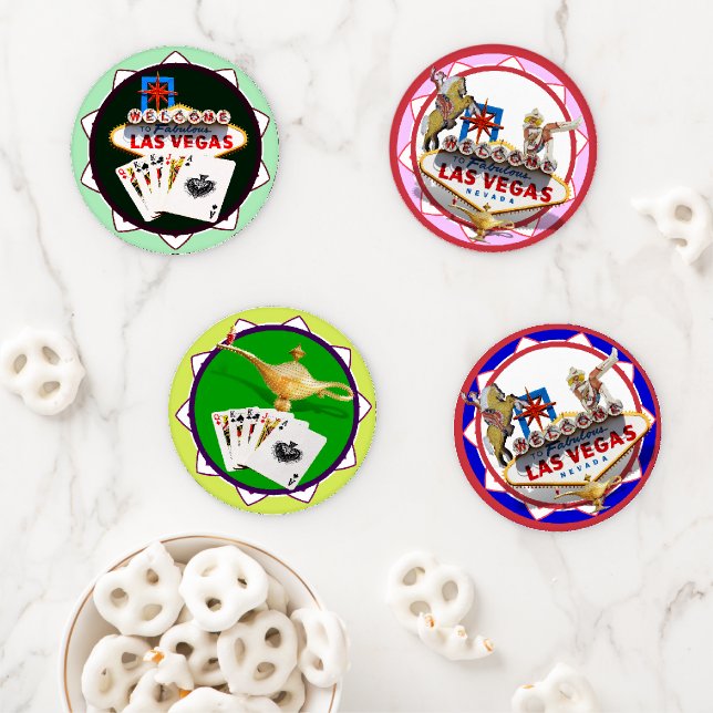 Las Vegas Icons Poker Chips Coaster Set (In Situ)