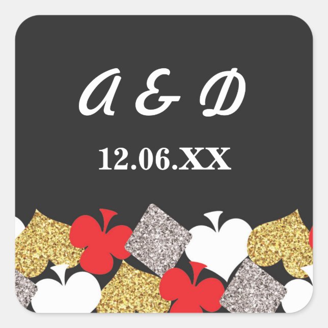 Las Vegas Initials Stickers Labels Casino Night (Front)