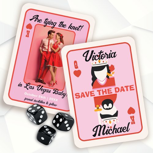 Las Vegas King Queen Heart Save the Date Photo Invitation