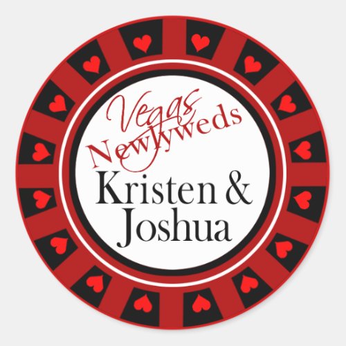 Las Vegas Kristen  Josh Casino Chip Envelope Classic Round Sticker