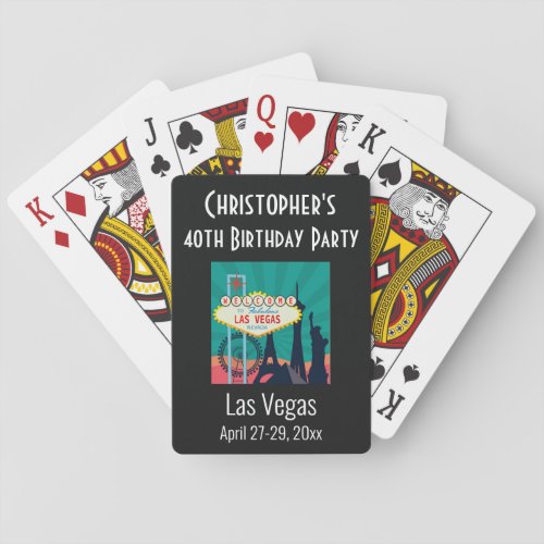 Las Vegas Landmark Birthday Party Trip Favor Poker Cards