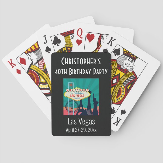 Las Vegas Landmark Birthday Party Trip Favor Poker Cards (Back)