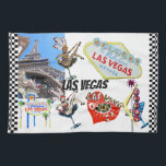 Las Vegas Landmarks Kitchen Towel<br><div class="desc">Las Vegas all occasion gift.  Iconic Las Vegas,  Nevada  design elements including the famous welcome sign ,  Vegas Eiffel Tower,  showgirl art,  and a vintage retro sign from Downtown Ls Vegas.</div>