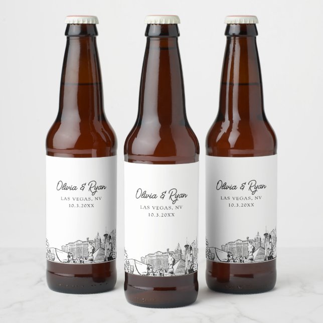 Las Vegas Landmarks Personalized Beer Label (Bottles)