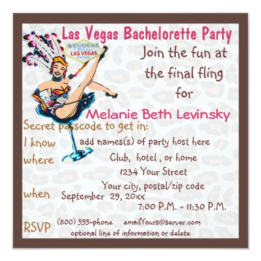 Las Vegas Leopard Fur Bachelorette Party Card | Zazzle