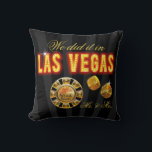 Las Vegas Lights Mr. & Mrs. Newlyweds | black Throw Pillow<br><div class="desc">Stylish, glam throw pillow features Las Vegas in lights, rolling dice, customizable casino chip - perfect keepsake memento gift for the new Mr. & Mrs. Use the CUSTOMIZE IT button to personalize with your own text. Matching invitations and other products available. For questions/requests, email: cheryl@cheryldanielsart.com. "Las Vegas Lights" original design...</div>