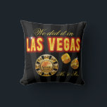 Las Vegas Lights Mr. & Mrs. Newlyweds | black Throw Pillow<br><div class="desc">Stylish, glam throw pillow features Las Vegas in lights, rolling dice, customizable casino chip - perfect keepsake memento gift for the new Mr. & Mrs. Use the CUSTOMIZE IT button to personalize with your own text. Matching invitations and other products available. For questions/requests, email: cheryl@cheryldanielsart.com. "Las Vegas Lights" original design...</div>